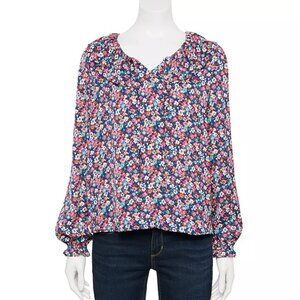 Women’s Silky Croft & Barrow  Floral Long Sleeve Blouse. Size Large